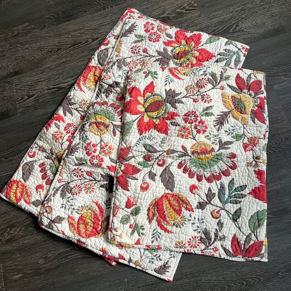 Noble Excellence Jacobean Quilted Floral Pillow Shams Lot King-2 Standard-1